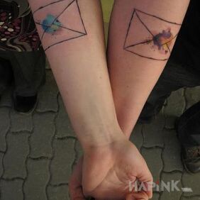 Tattoo Envelopes on the forearm motif: Love