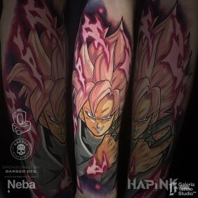 Tattoo Dragon Ball Pink Goku On the arm motif: manga / anime style: cartoon / comic book
