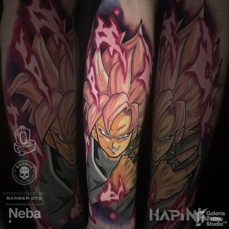 Tattoo Dragon Ball Pink Goku in colorful motif and neo-traditional style On the arm