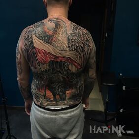 Tattoo Just a small one on the shoulder blades motif: colorful style: realistic