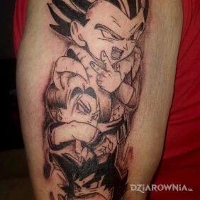 Tatuaż Goten Trunks Gotenks na ręce motyw: manga / anime styl: kreskówkowe / komiksowe