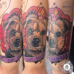 Tattoo Piesel! on the forearm motif: lettering