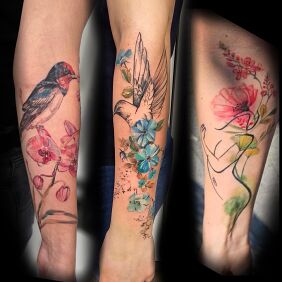 Tattoo Nature is the greatest inspiration for art On the arm motif: nature style: Watercolor