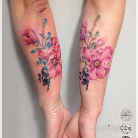 Tattoo Flowers for daughter and mother :) on the forearm motif: Love