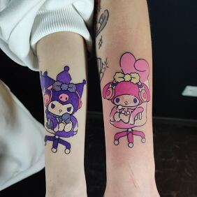 Tattoo Matching in color On the arm motif: characters style: graphic / illustrative