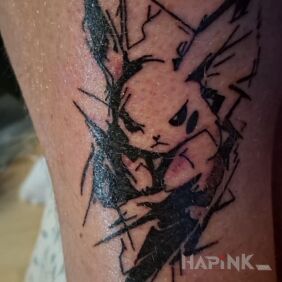 Tattoo Pokemon on the calf style: graphic / illustrative