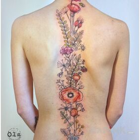 Tattoo Meadow :) on the back motif: flowers