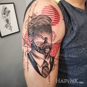 Tattoo Reference to The Little Prince on the upper arm motif: black and gray style: graphic / illustrative