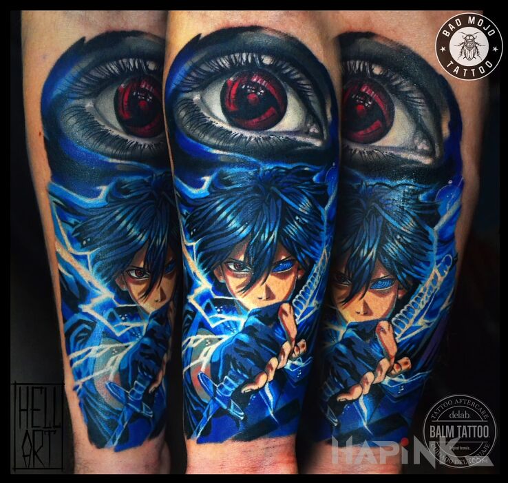 Tattoo Naruto in characters motif on the forearm