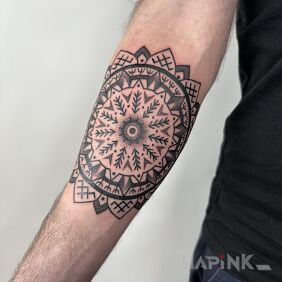 Tattoo Mandala with a Slavic twist On the arm motif: mandalas style: dotwork