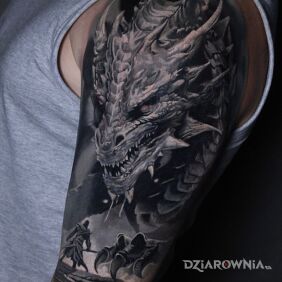 Tatuaż Smok na ręce motyw: 3D styl: realistyczne