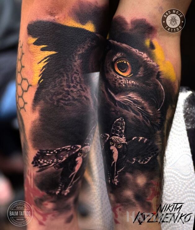 Tattoo Praca Nikity z Bad Mojo Tattoo Gdańsk in 3D motif and realistic style on the forearm