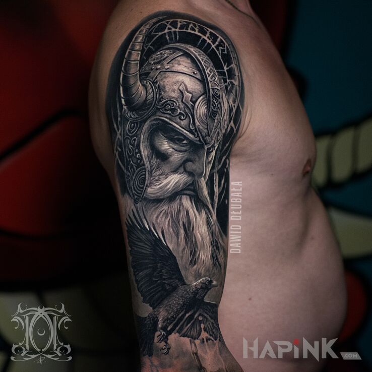Tattoo Wiking in animals motif and realistic style On the arm