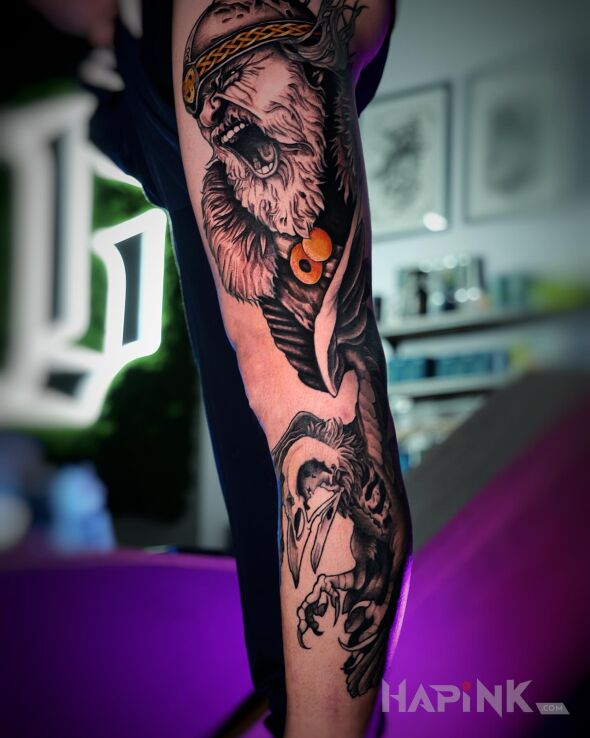 Tattoo Nordycka nogawka od praktykanta in legsleeves motif and Celtic / Nordic style on the calf