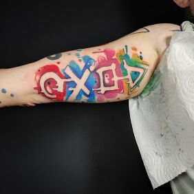 Tattoo Controller buttons - mega colors On the arm motif: other style: Watercolor