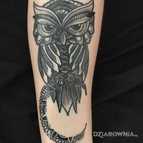 Tatuaż Sowa na przedramieniu motyw: zwierzęta
