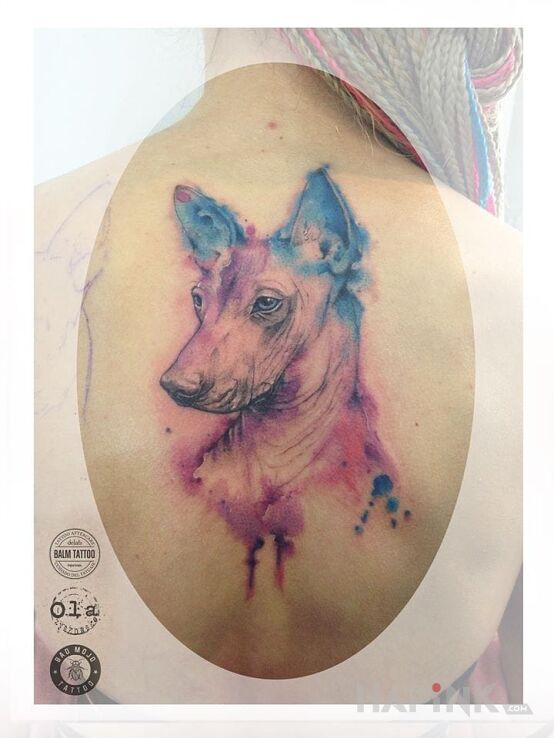 Tattoo Pies in animals motif on the back