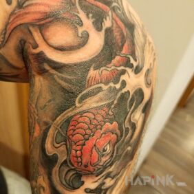 Tattoo Koi On the arm motif: colorful style: japanese / irezumi