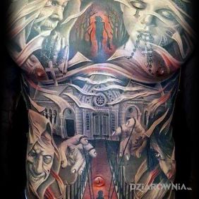 Tatuaż Demony na brzuchu motyw: religijne styl: realistyczne