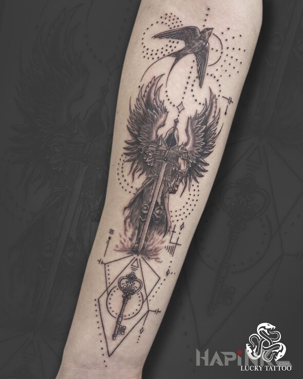 Tattoo Minimalist story in line in animals motif and graphic / illustrative style On the arm