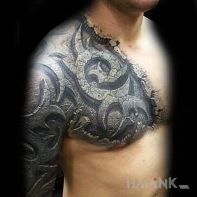 Tattoo Tribal 3D on the upper arm motif: 3D style: tribal
