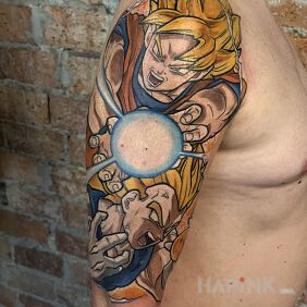 Tattoo Dragon ball on the upper arm motif: manga / anime style: cartoon / comic book
