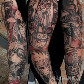 Tattoo Naruto sleeve on the shoulder motif: sleeves style: graphic / illustrative