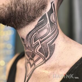 Tattoo Neck pattern on the throat motif: other style: dotwork