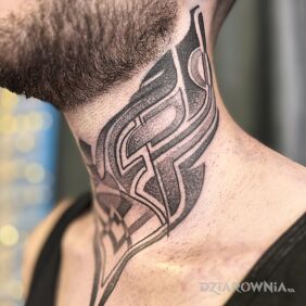 Tatuaż Wzór na szyi na szyi motyw: czarno-szare styl: dotwork