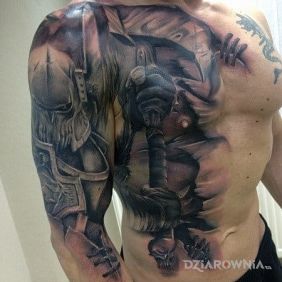 Tatuaż Wojownik na żebrach motyw: 3D styl: realistyczne