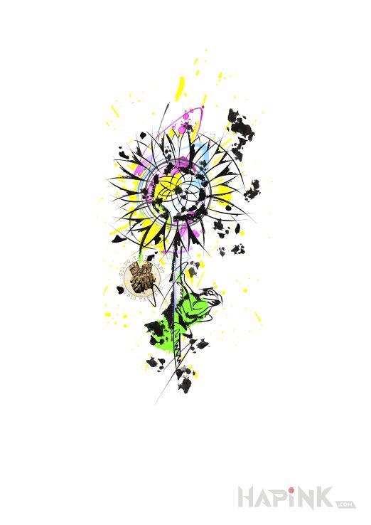 Designs słonecznik z żabą w stylu watercolor - Watercolor
