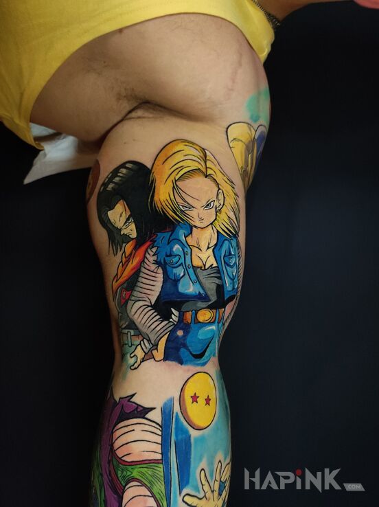 Tattoo Dragon Ball Androids in manga / anime motif and cartoon / comic book style On the arm