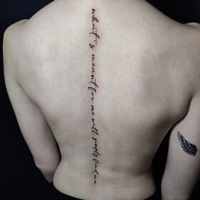 Tattoo Spine inscription on the back motif: lettering style: minimalistic