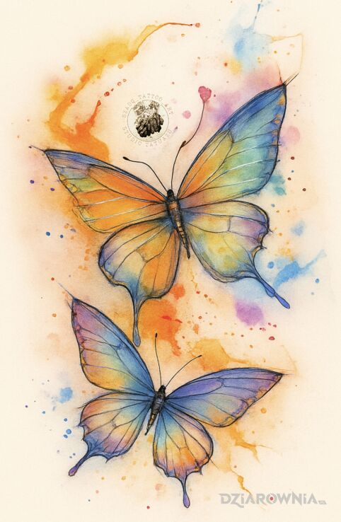 Wzór motyle watercolor - watercolor