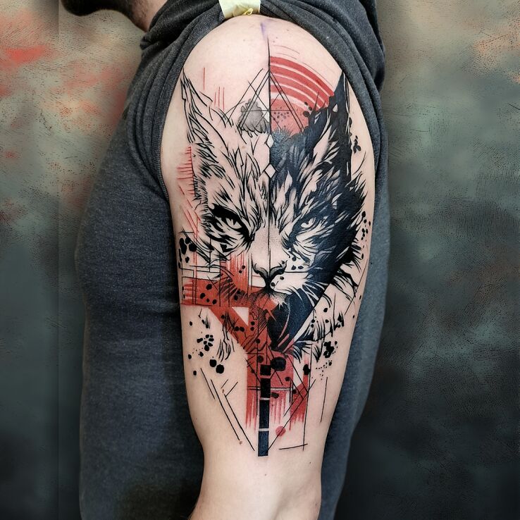 Tattoo 😻🖌️ THE WILD SPIRIT OF FELINE FREEDOM 😻🖌️ in animals motif and graphic / illustrative style On the arm