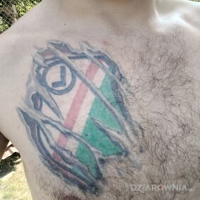 Tatuaż Legia Warszawa 👆 na klatce motyw: Sport styl: realistyczne
