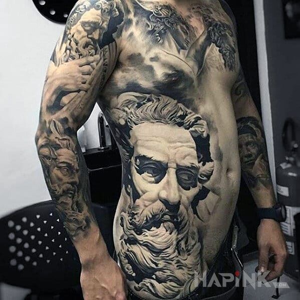 Tattoo Kilku brodatych in 3D motif and realistic style on the ribs