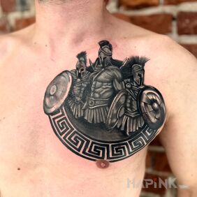 Tattoo Portrait Cover on the chest motif: cover-up style: calligraphy