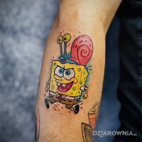 Tatuaż SpongeBob na ręce motyw: śmieszne styl: kreskówkowe / komiksowe