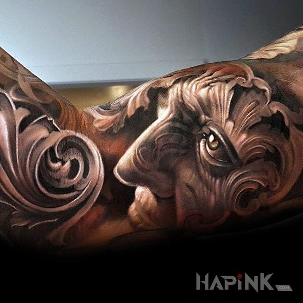 Tattoo Piękny trójwymiar in faces motif on the upper arm