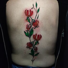 Tattoo Colorful glories on the back motif: colorful style: graphic / illustrative