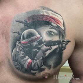 Tattoo Patriotic tattoo on the breast motif: patriotic style: realistic