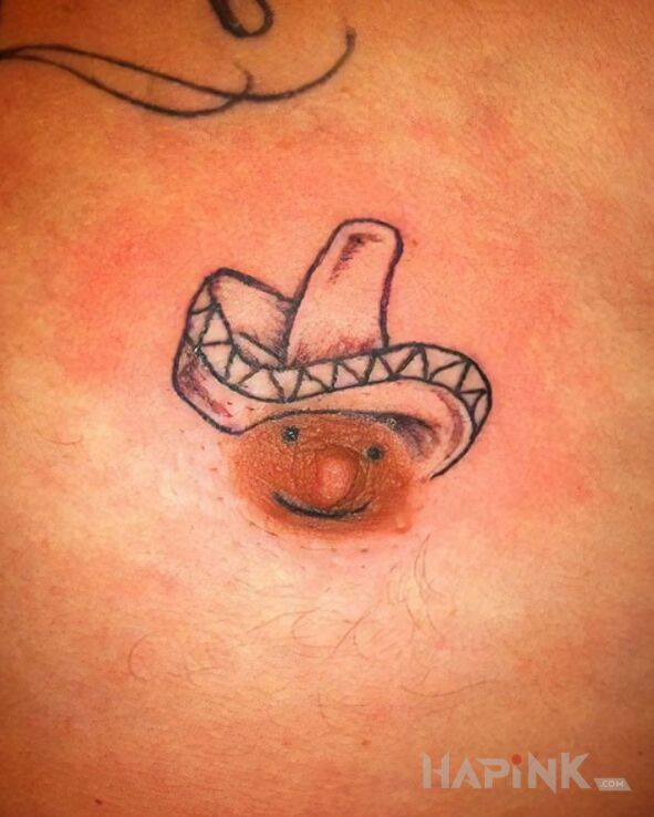 Tattoo Hello friend in funny motif and minimalistic style on the breast