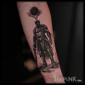 Tattoo Dark Souls On the arm motif: black and gray style: graphic / illustrative