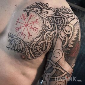 Tattoo Scandinavian style on the shoulder motif: ornaments style: Celtic / Nordic