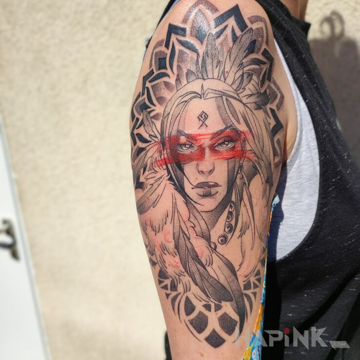 Tattoo Manga/Anime/Comic Style Warrior Character in manga / anime motif and graphic / illustrative style on the upper arm