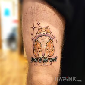 Tattoo 🤷‍♀️ nothing to add nothing to take away on the leg motif: funny style: cartoon / comic book