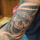 Ancient skull with white bypass