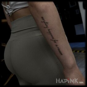 Tattoo Delicate writing on the hand on the forearm motif: lettering style: calligraphy