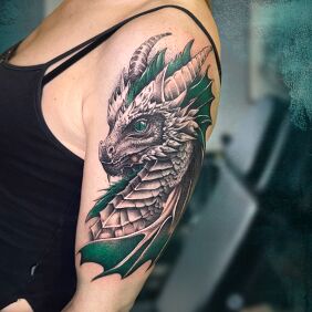 Tattoo 🐉✨ EMERALD DRAGON ✨🐉 On the arm motif: dragons style: dotwork